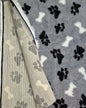 Non-Slip Vet Bedding 100 x 75cm  Light Grey with Black Paws & White Bones