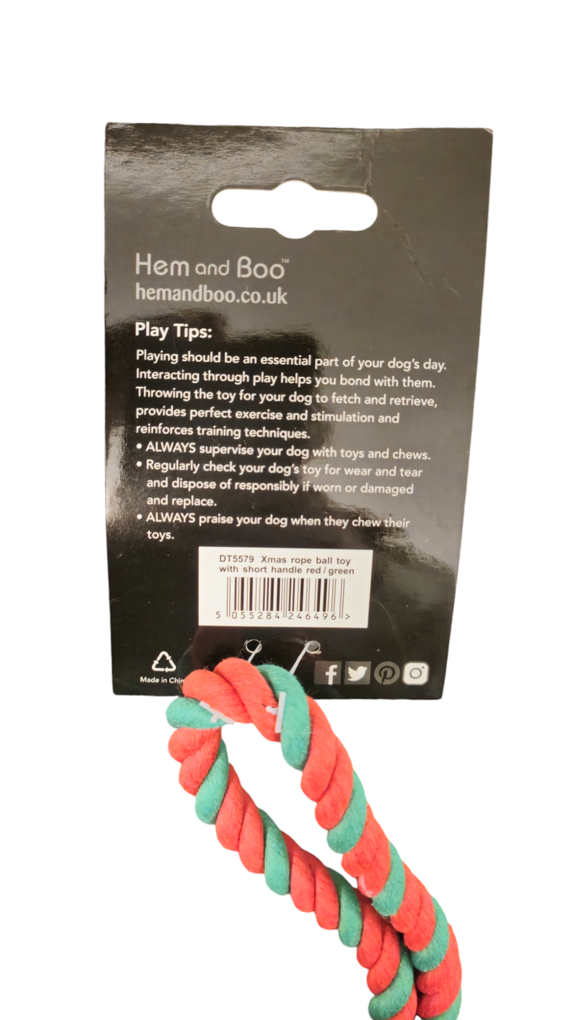 Hem and Boo Rope Ball Toy With Short Handle